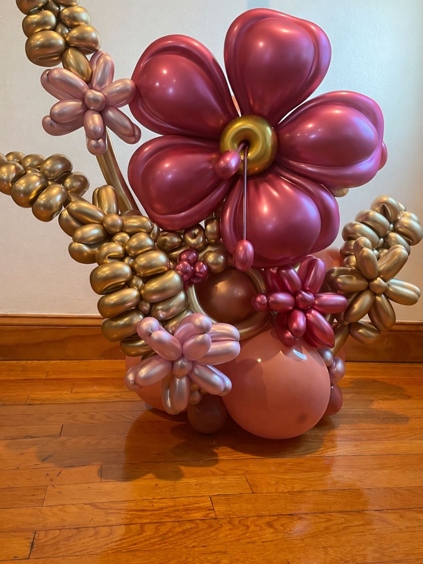 Burgundy Floral Balloon Bouquet