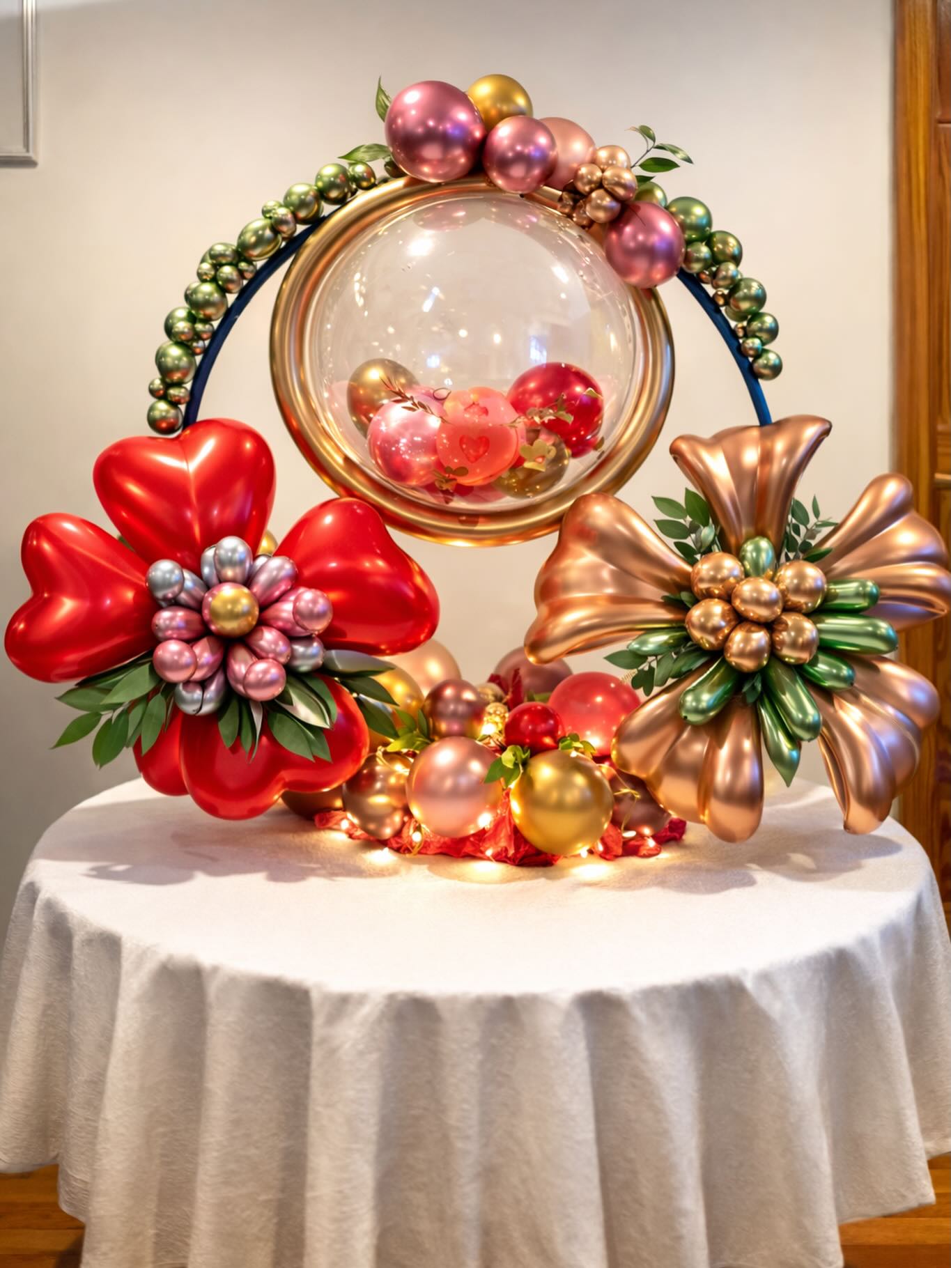 Red Floral Bubble Arrangement